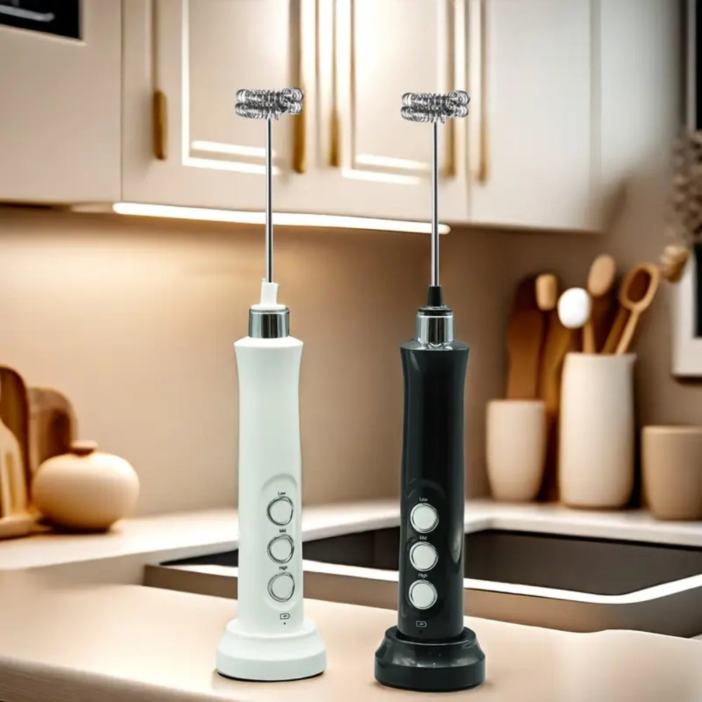 Rechargeable Electric Milk Frother 3 In 1 Handheld Coffee Mixer