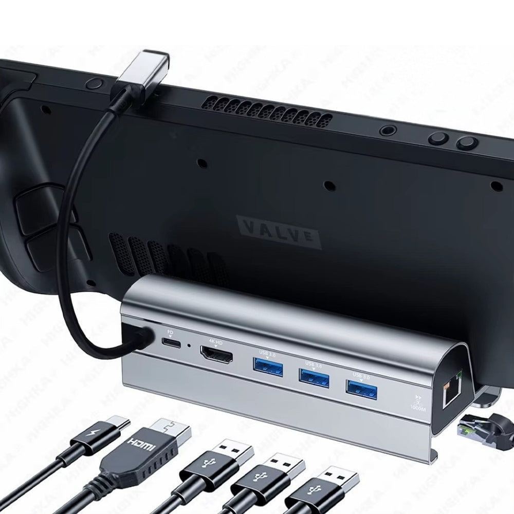 Steam Deck 6-in-1 Docking Station with HDMI 4K USB 3.0 Ethernet and 60W PD
