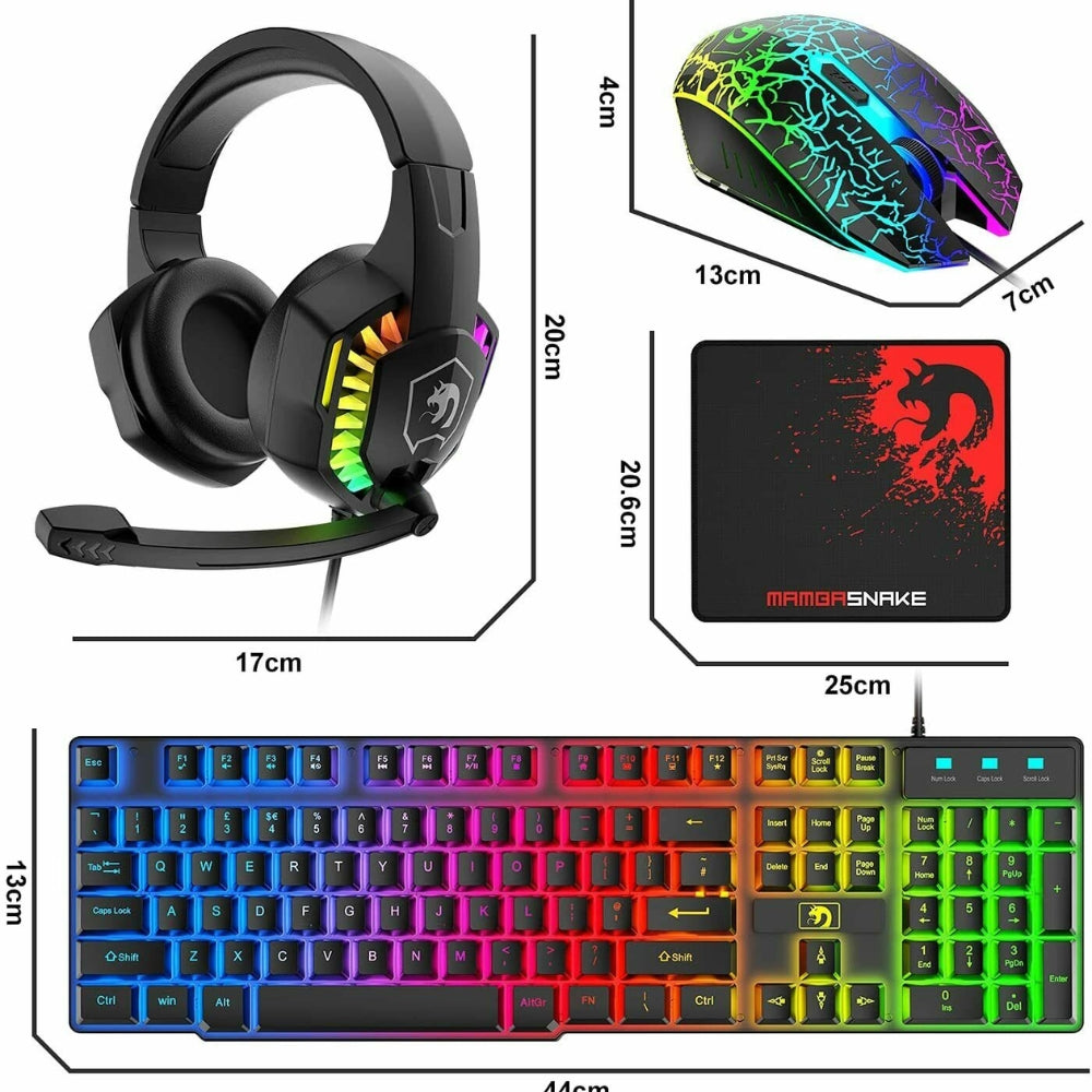 4-IN-1 Gaming Keyboard Mouse Headset and Mouse Pad Combo