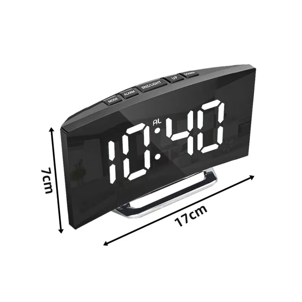 Electronic LED Digital Alarm Clock with Large Display and Mirror Design