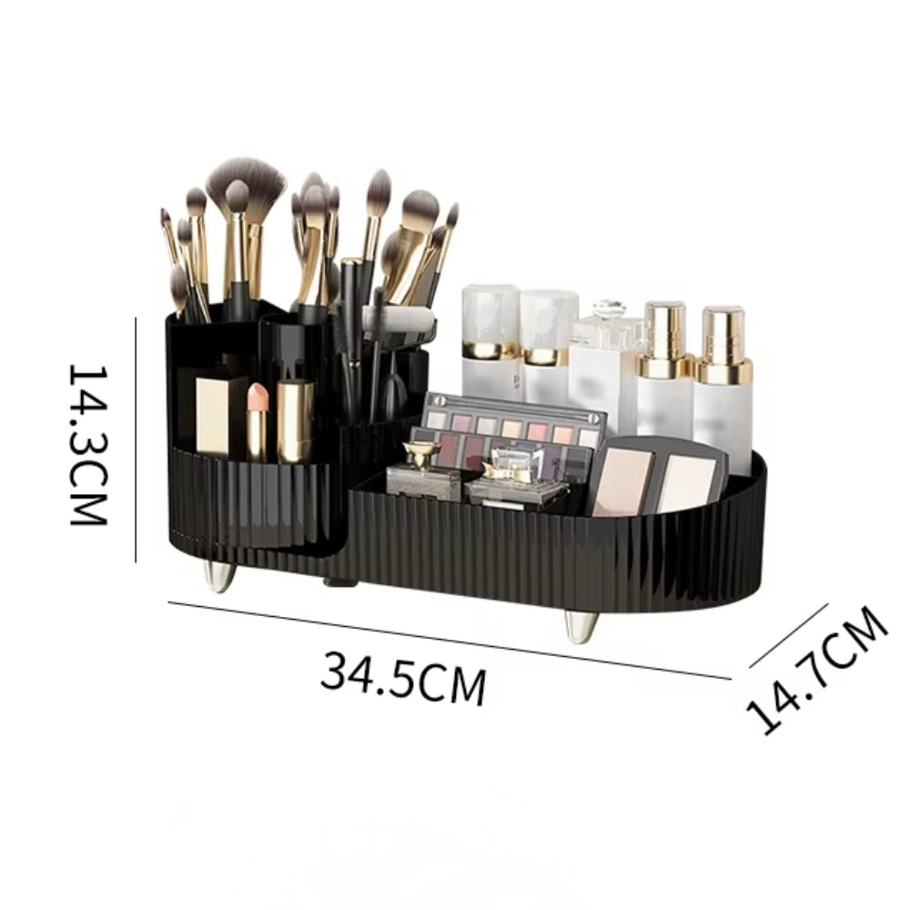360 Rotating Makeup Organizer for Vanity with Brush Holder