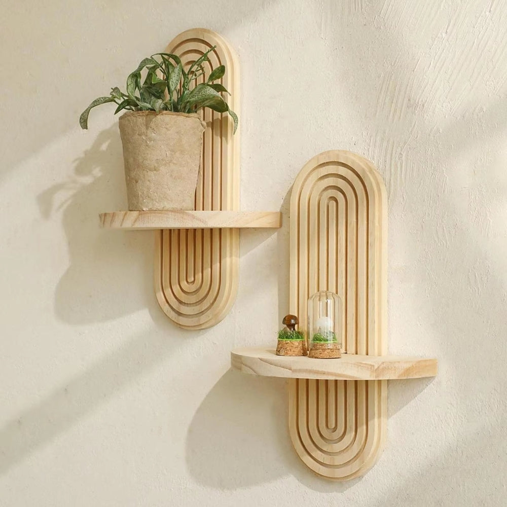 Boho Style Wooden Wall Shelf for Modern Home Decor
