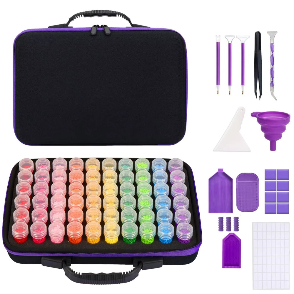 Diamond Painting Storage Box with Accessories and Shockproof Jars