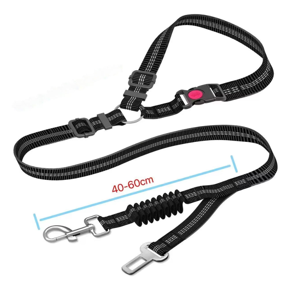 Adjustable Heavy Duty Dog Car Seat Belt with Striped Nylon Design
