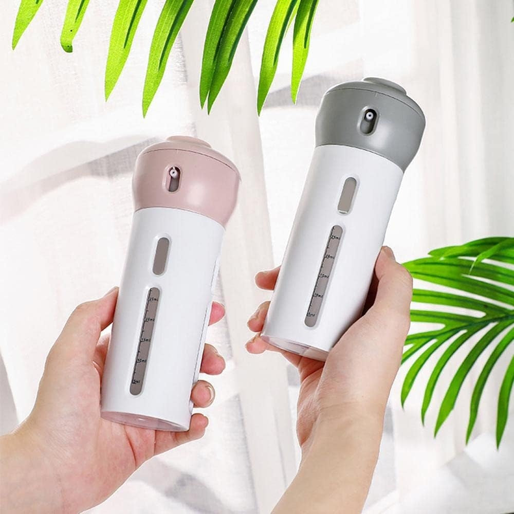 4 in 1 Portable Refillable Travel Liquid Dispenser Bottle for Shampoo Lotion and Perfume
