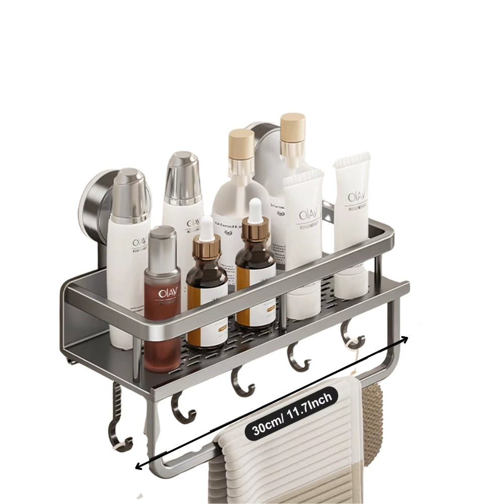 Suction Cup Bathroom Rack Toilet Space Aluminum No Drill Hanging Organizer Rack