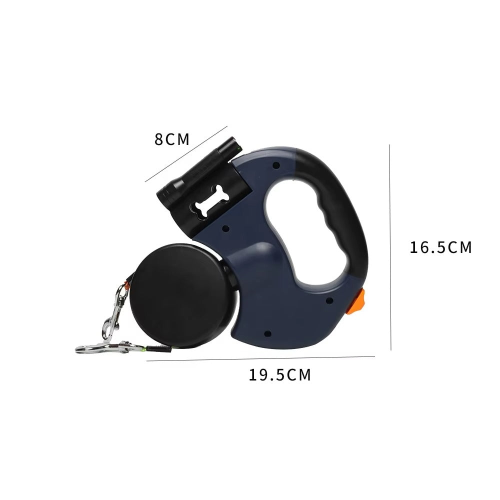 Retractable Dual Dog Leash with LED Light and Independent Braking