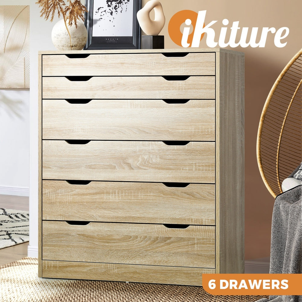 6 Chest of Drawers Tallboy Natural Wooden