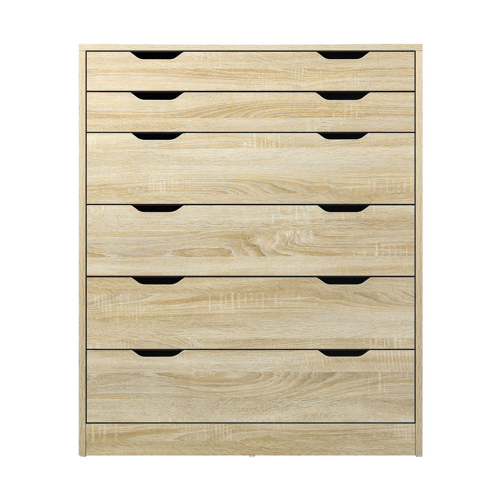6 Chest of Drawers Tallboy Natural Wooden