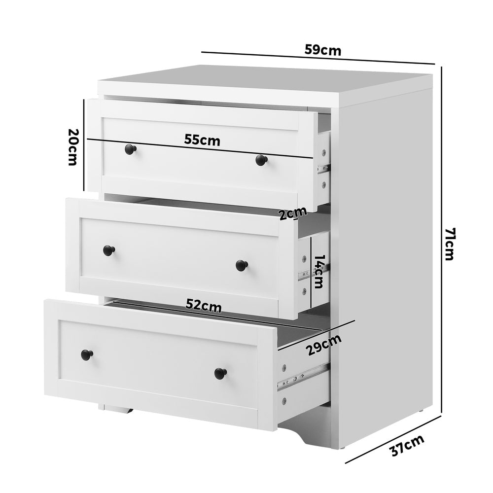 3 Chest of Drawers Hamptons Furniture White
