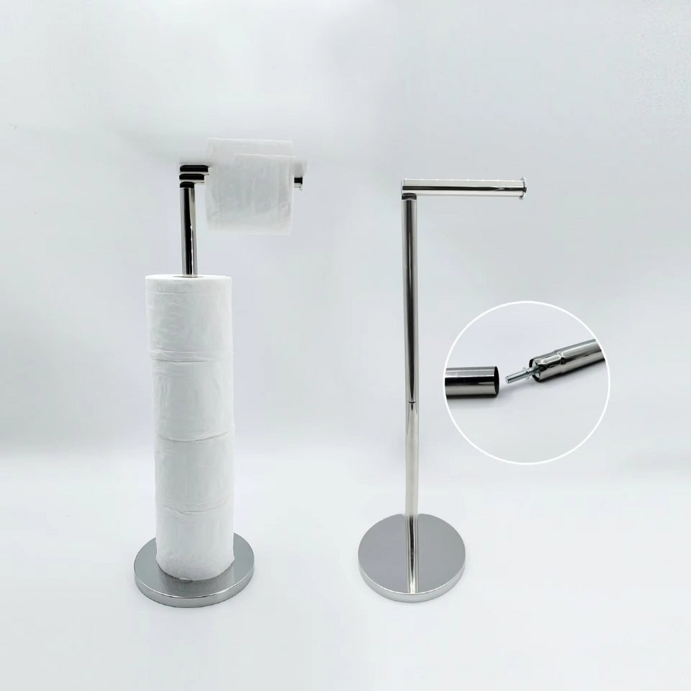 Stainless Steel Floor Mounted Toilet Paper Holder with Single Pole