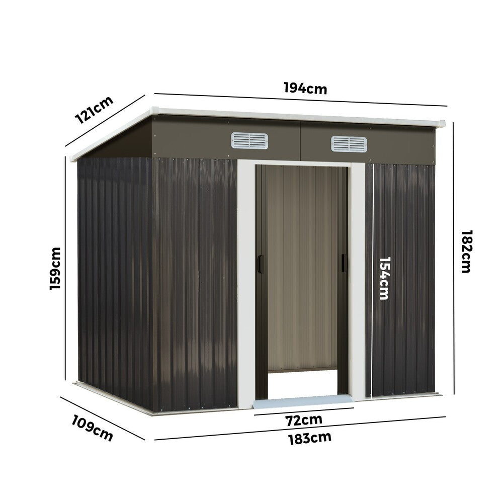 Garden Shed Workshop Cabin Metal House 1.94 by 1.21 m