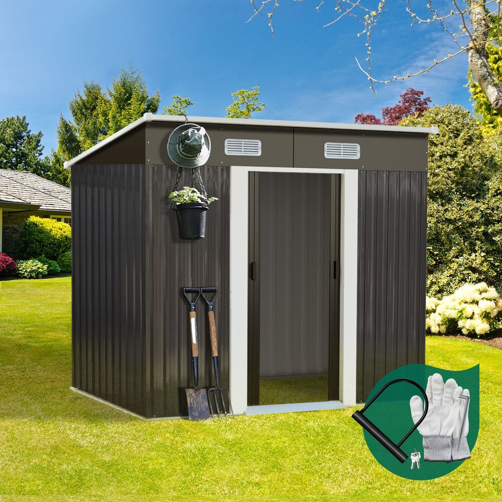 Garden Shed Workshop Cabin Metal House 1.94 by 1.21 m