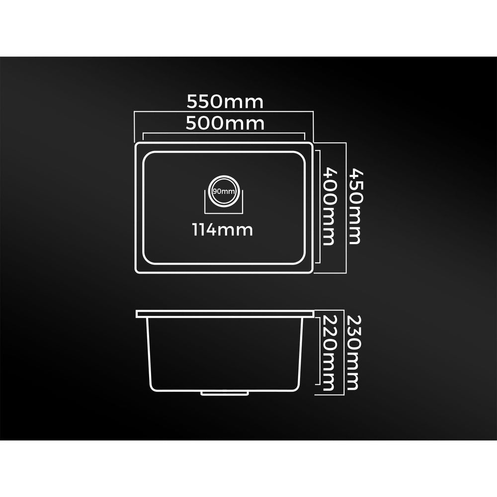 Kitchen Sink Granite Basin Single Bowl Black