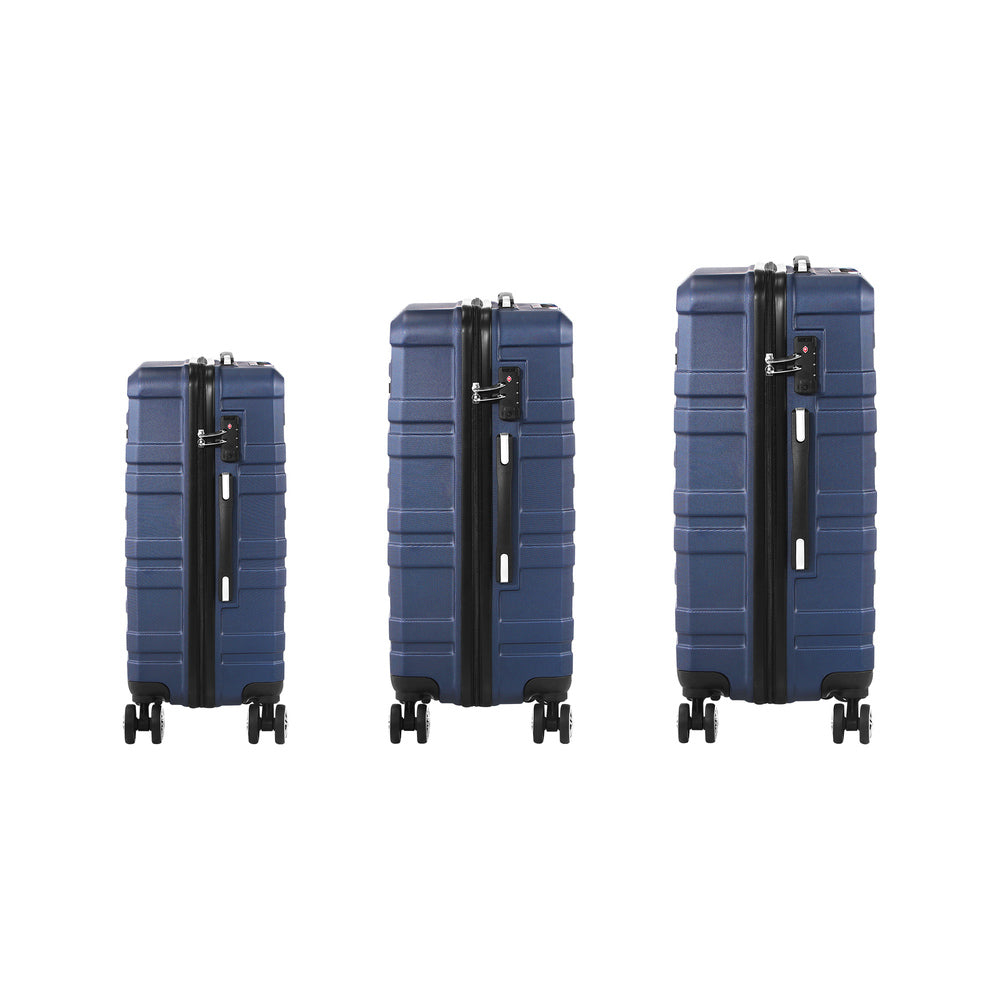 Mazam 3PCS Luggage Set TSA Lock Hard Case Navy