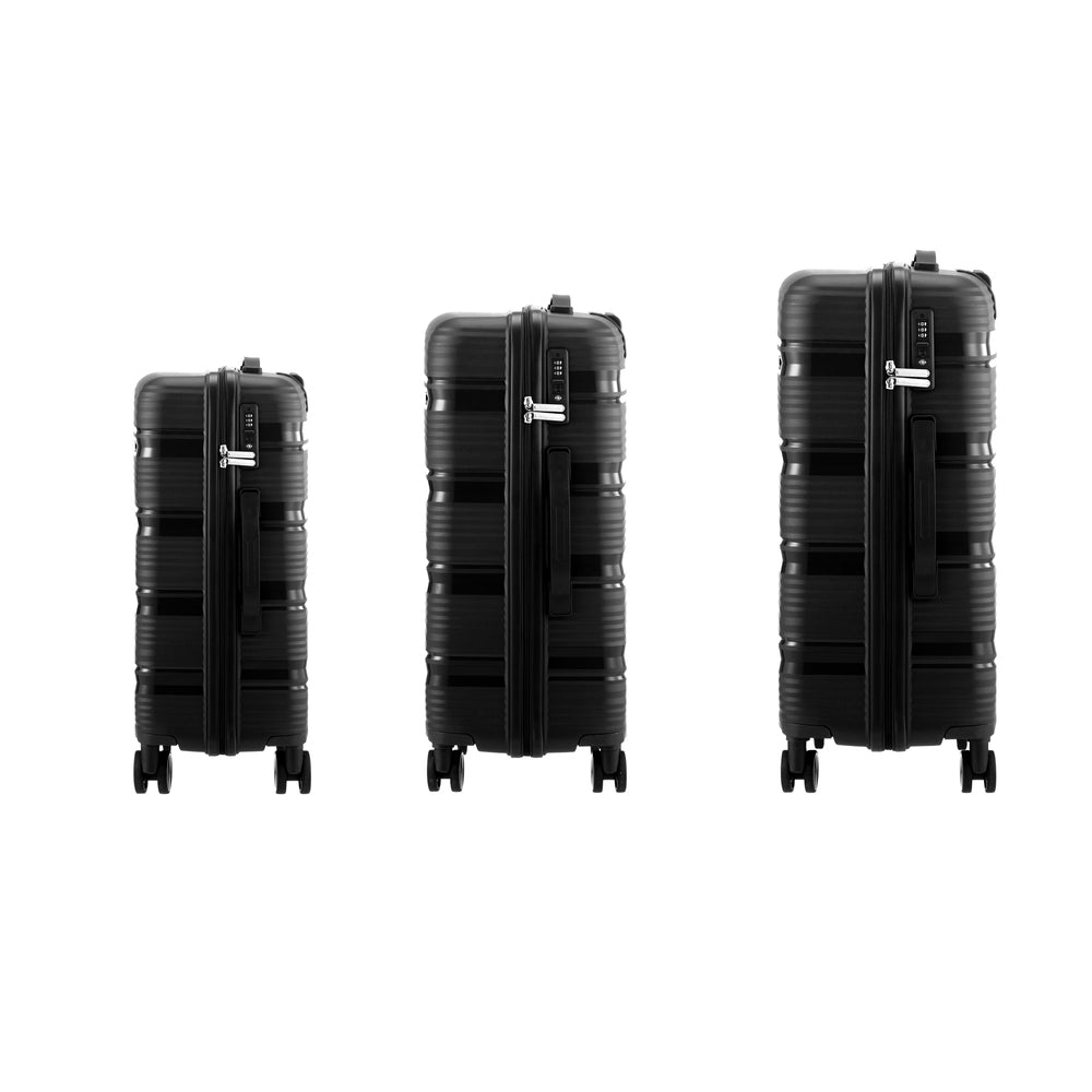 3pcs Luggage Suitcase Set PP Case TSA Lock Black