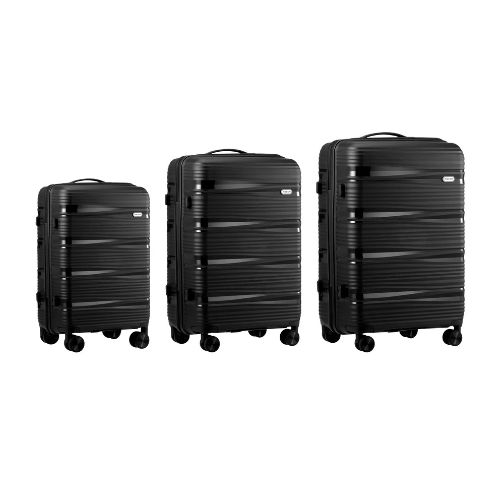 3pcs Luggage Suitcase Set PP Case TSA Lock Black