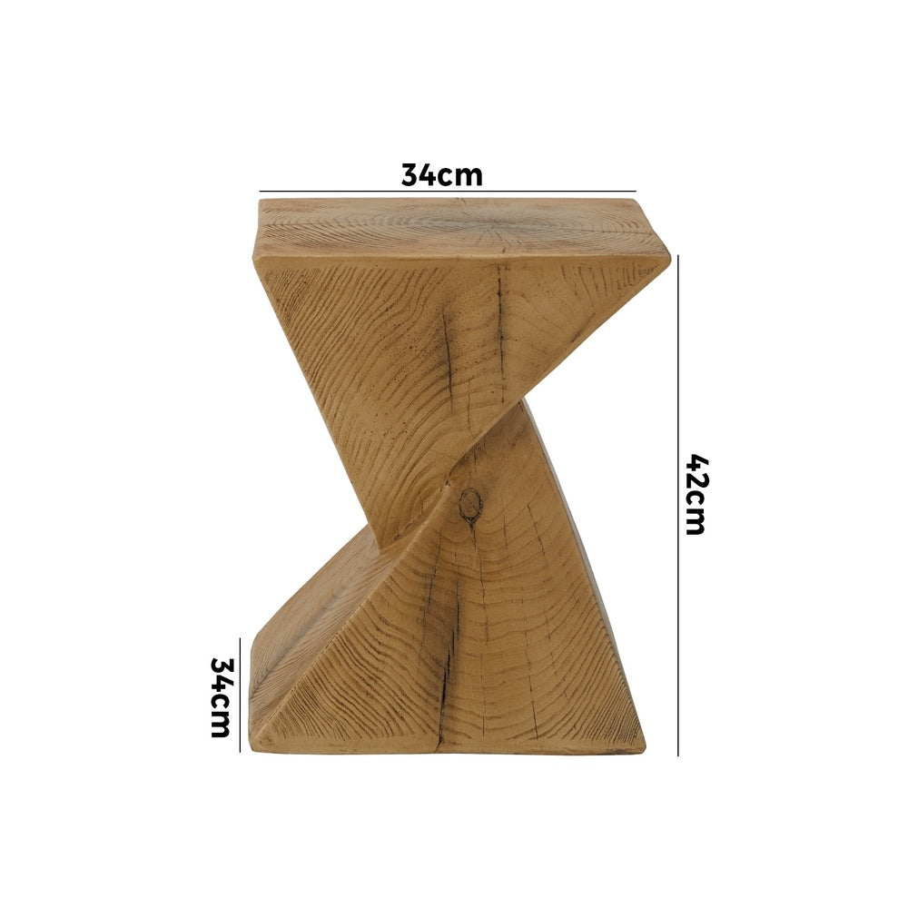 Side Table Terrazzo Concrete Wooden Natural