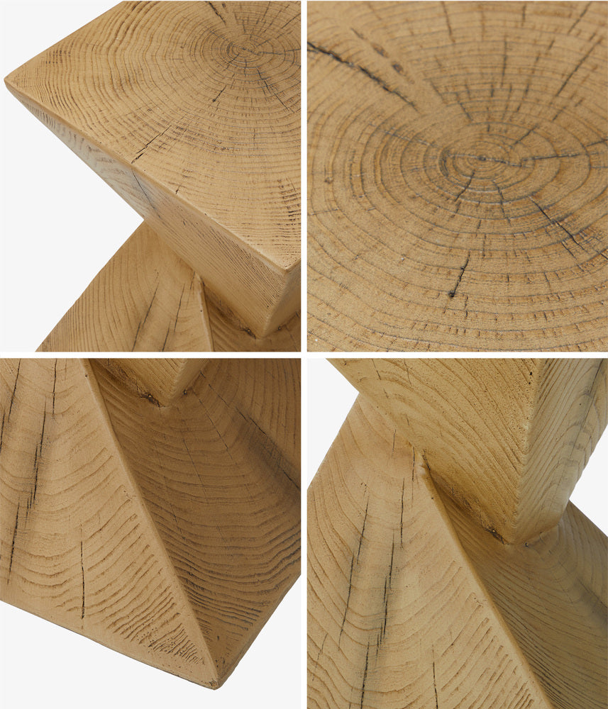 Side Table Terrazzo Concrete Wooden Natural