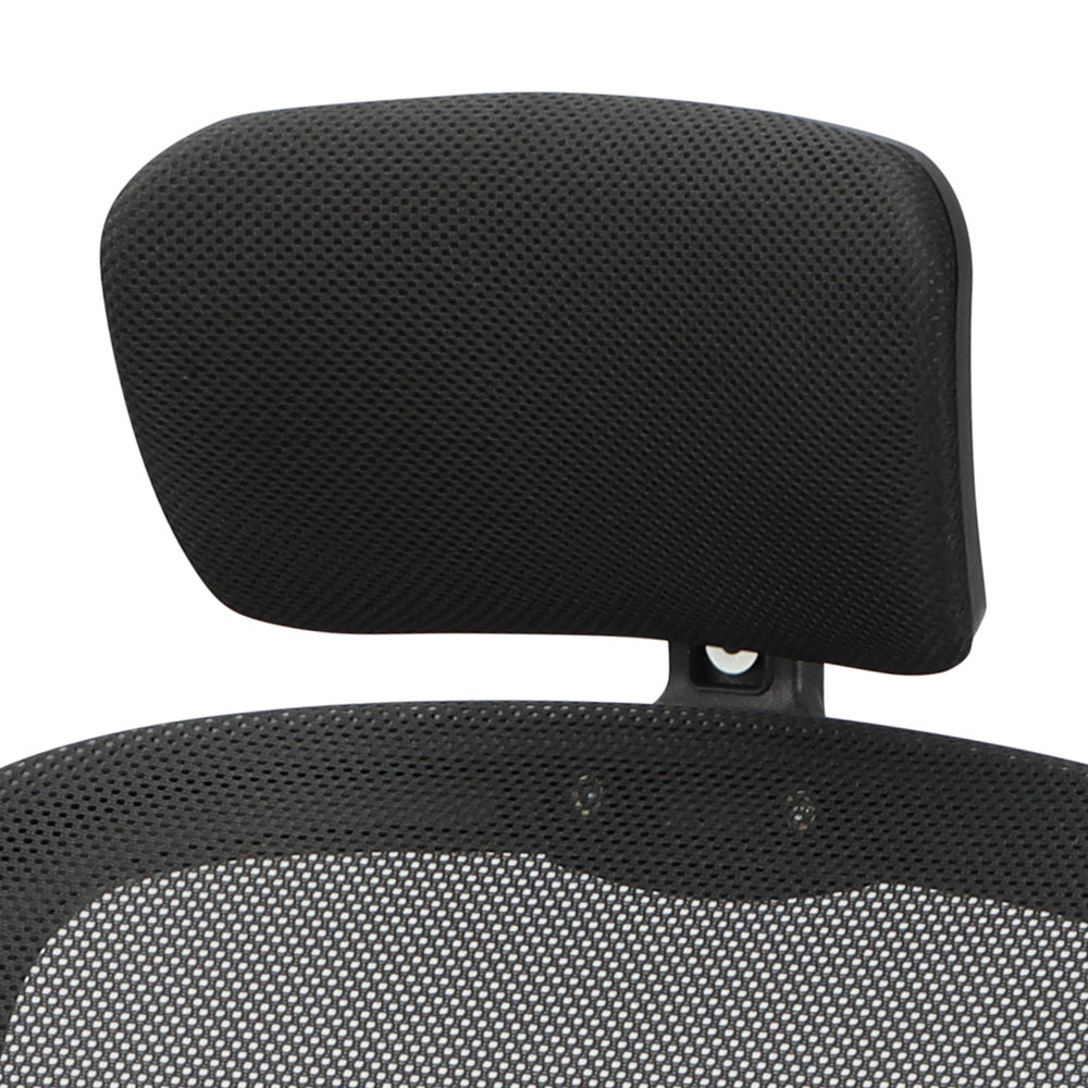 Black Mesh Office Chair with Headrest and Armrests