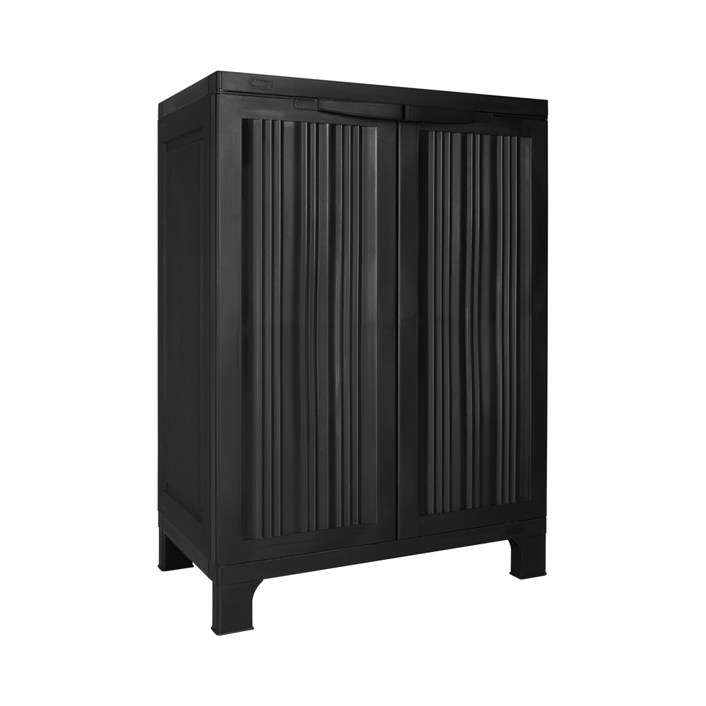 Outdoor Lockable Storage Cabinet with Adjustable Shelves Black
