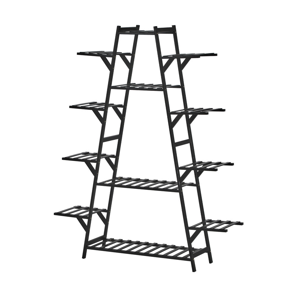Plant Stand with 12 Shelves Bamboo Frame Black