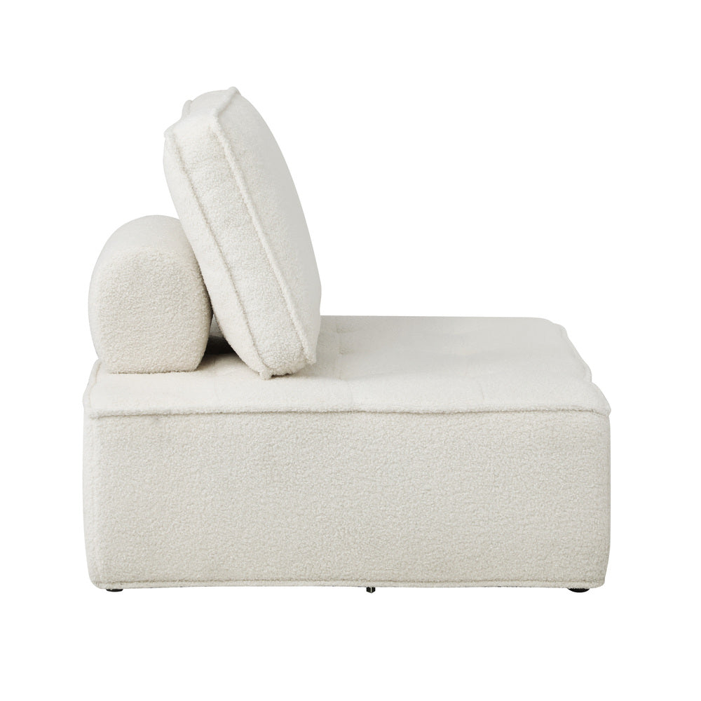 2 Pieces Modular Armless Sofa in White Sherpa