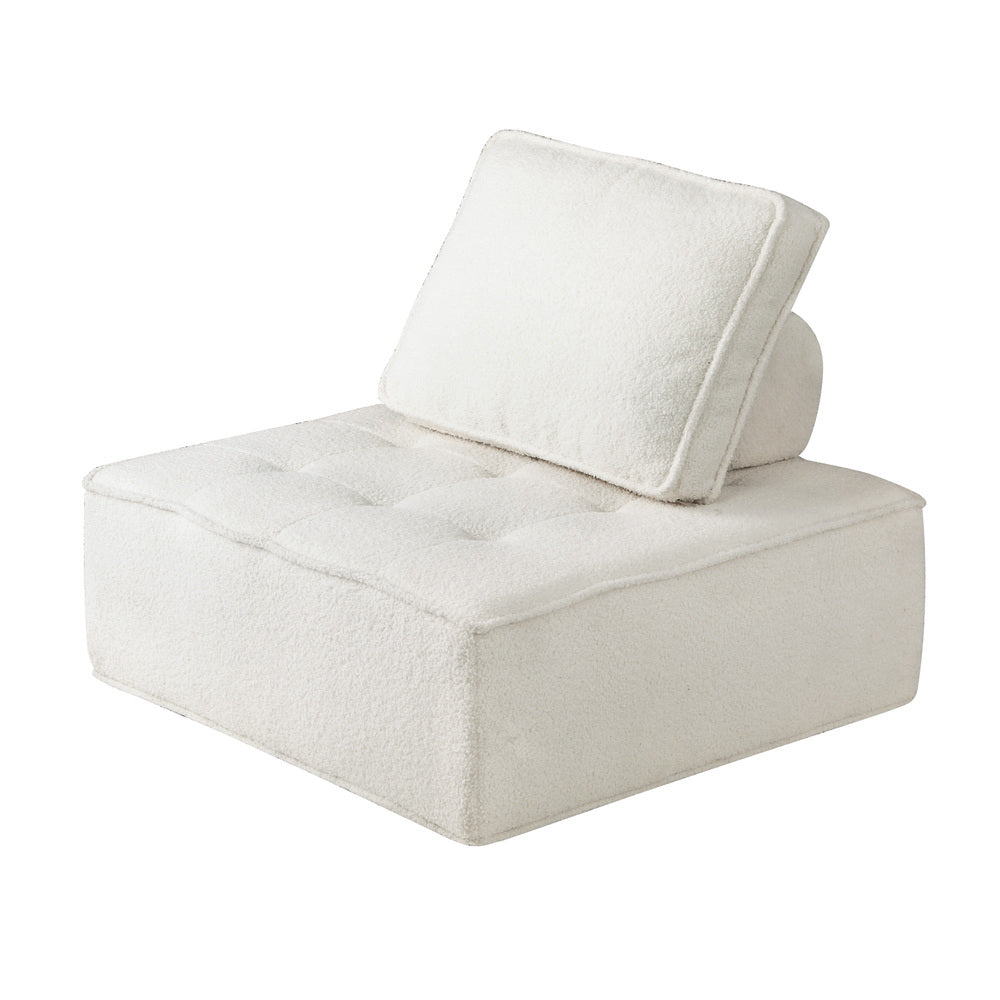 2 Pieces Modular Armless Sofa in White Sherpa