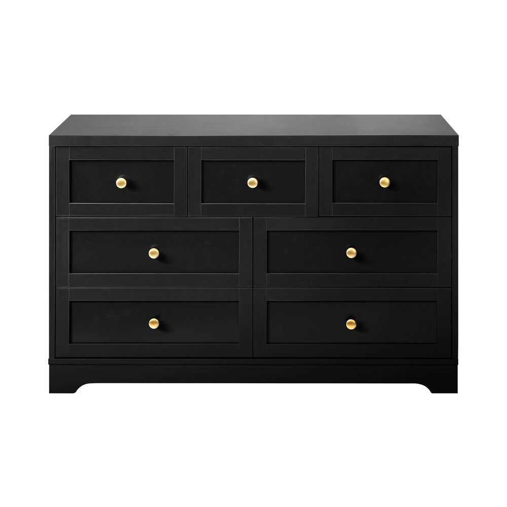 Chest of Drawers 7 Drawers Black