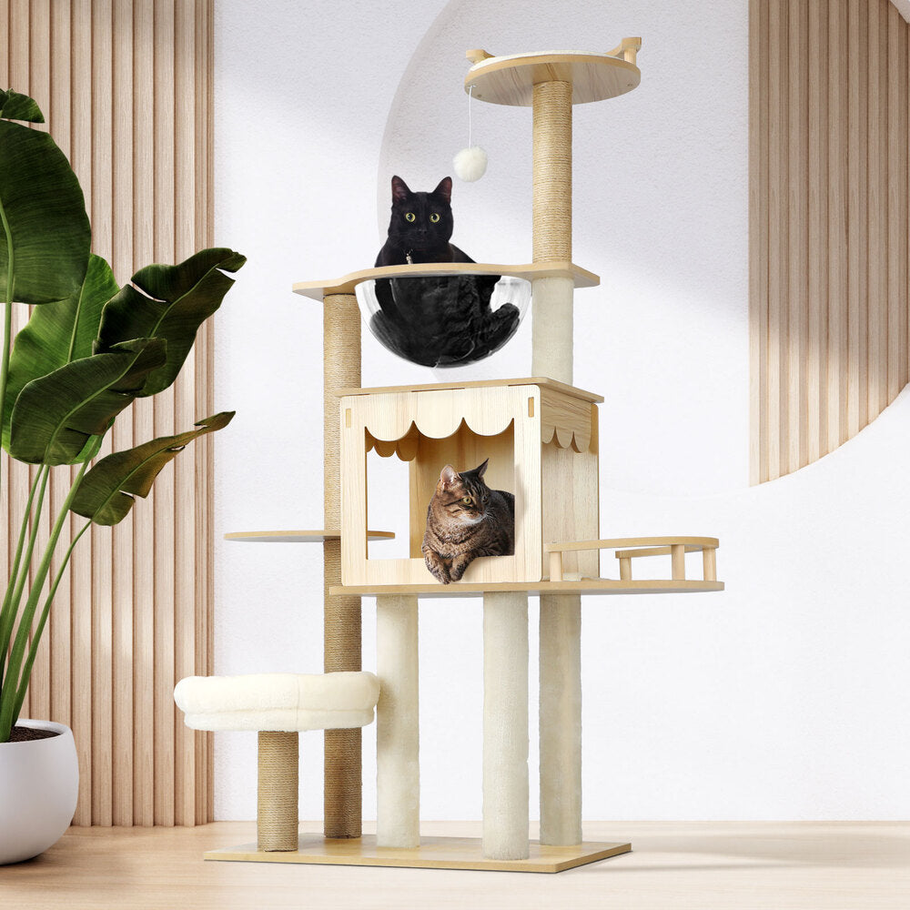 Cat Tree with Scratching Post Condo and Ladder 131cm