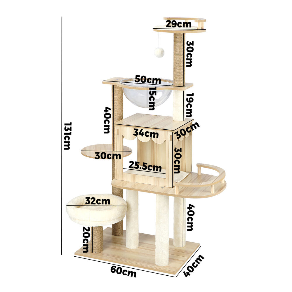 Cat Tree with Scratching Post Condo and Ladder 131cm