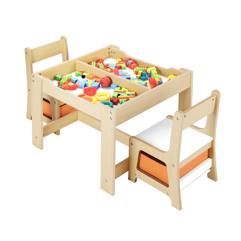 Kids Table and Chairs Set with Toys Storage Box