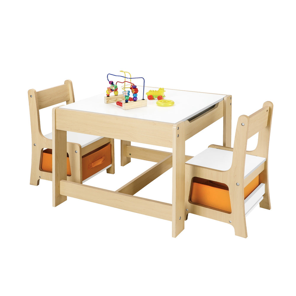 Kids Table and Chairs Set with Toys Storage Box