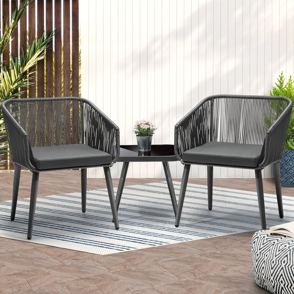 Outdoor Furniture Set with Chairs and Side Table 3pcs