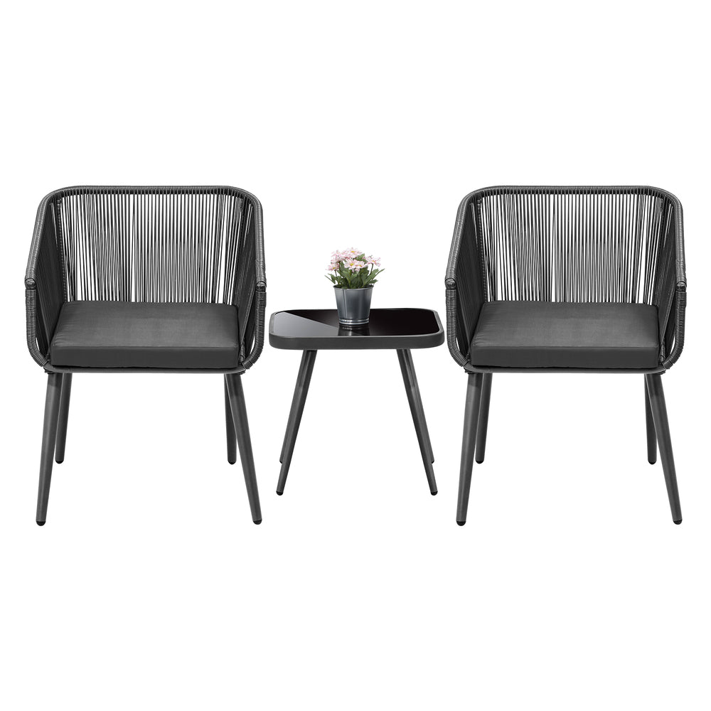 Outdoor Furniture Set with Chairs and Side Table 3pcs