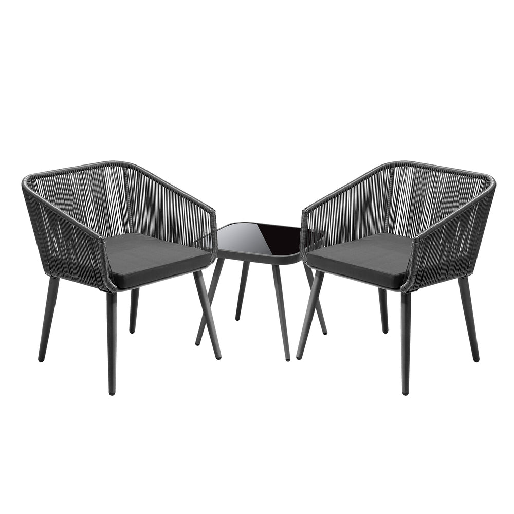 Outdoor Furniture Set with Chairs and Side Table 3pcs