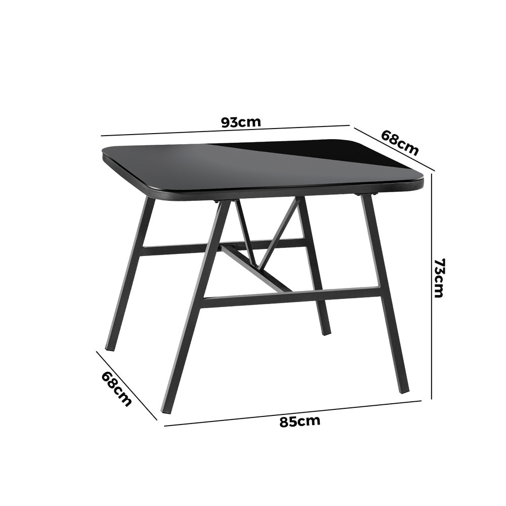 Outdoor Dining Side Table with Glass Tabletop Grey