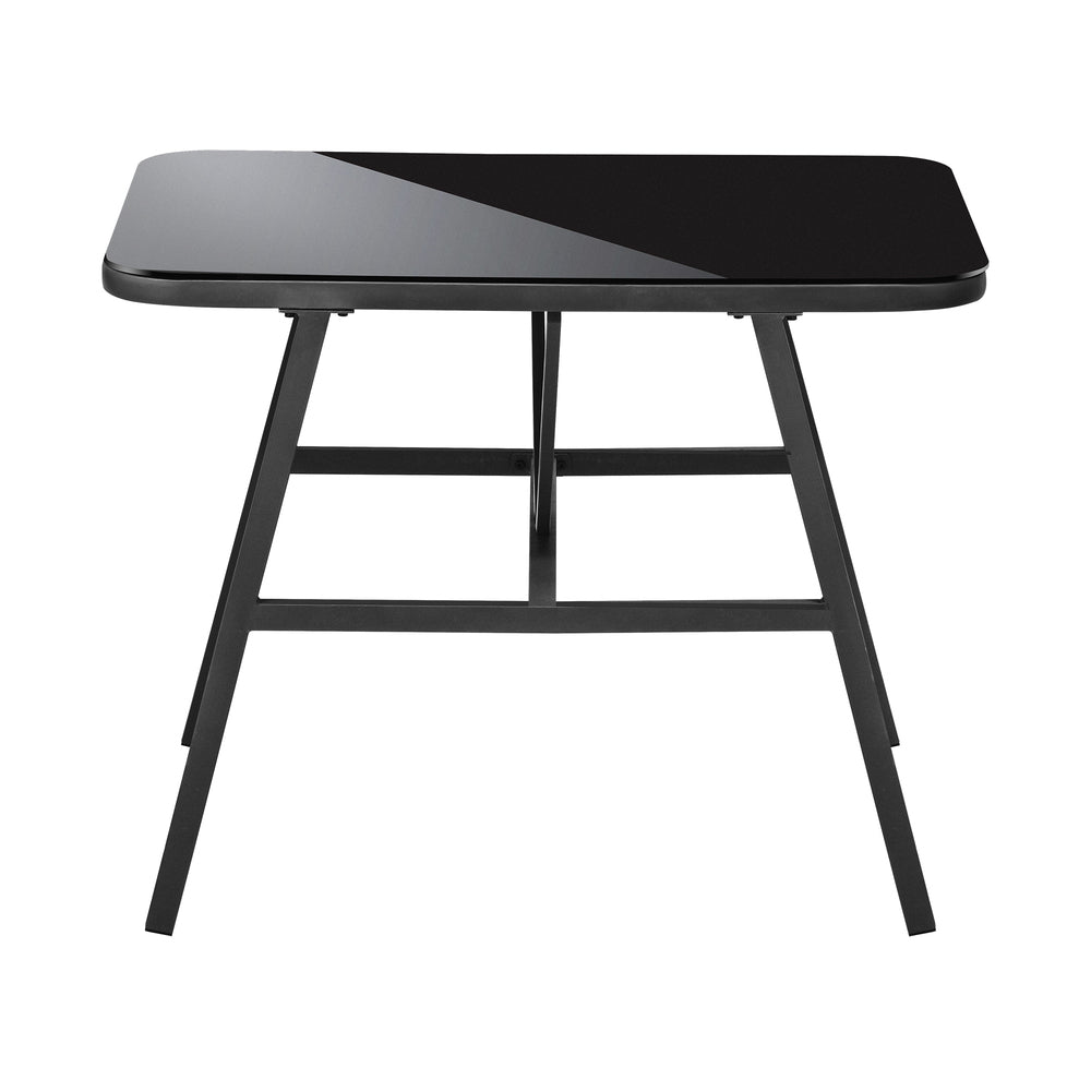 Outdoor Dining Side Table with Glass Tabletop Grey