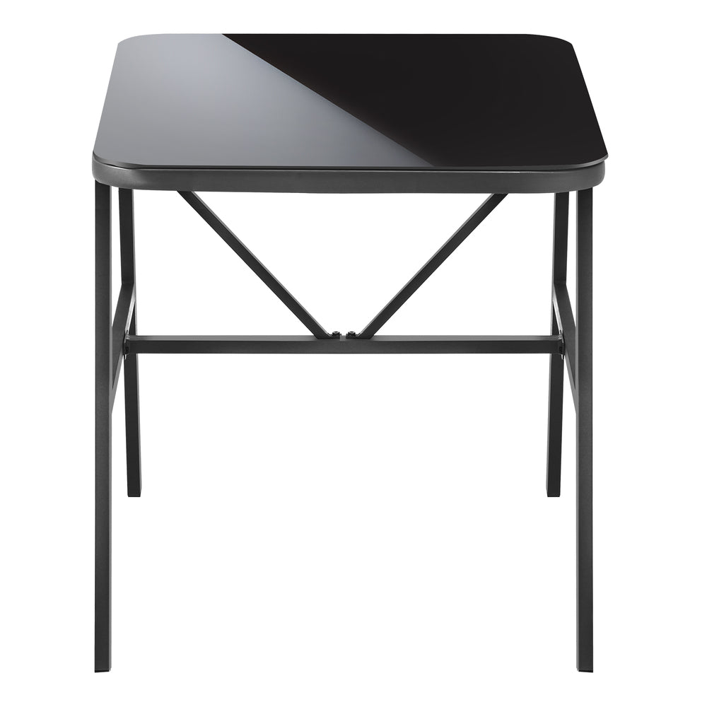 Outdoor Dining Side Table with Glass Tabletop Grey