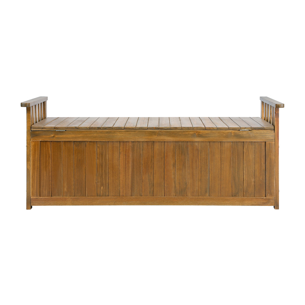Outdoor Wooden Storage Bench with Waterproof Top