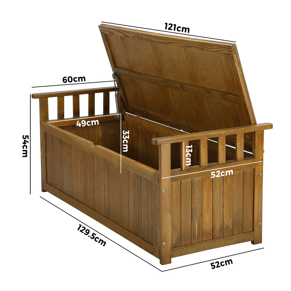 Outdoor Wooden Storage Bench with Waterproof Top