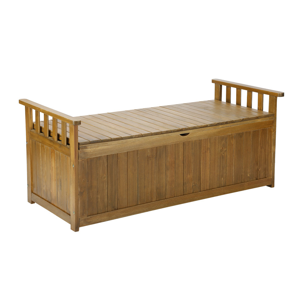 Outdoor Wooden Storage Bench with Waterproof Top
