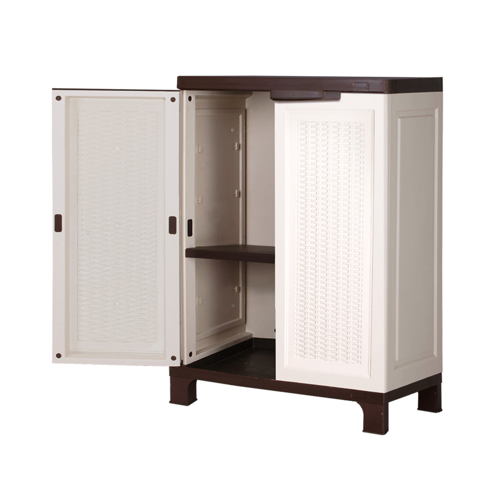 Outdoor Storage Cabinet with Removable Shelf Lockable Beige