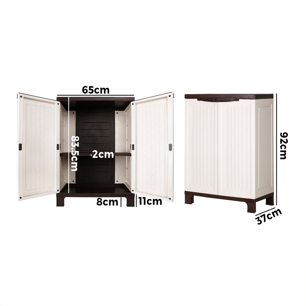 Outdoor Storage Cabinet with Removable Shelf Lockable Beige