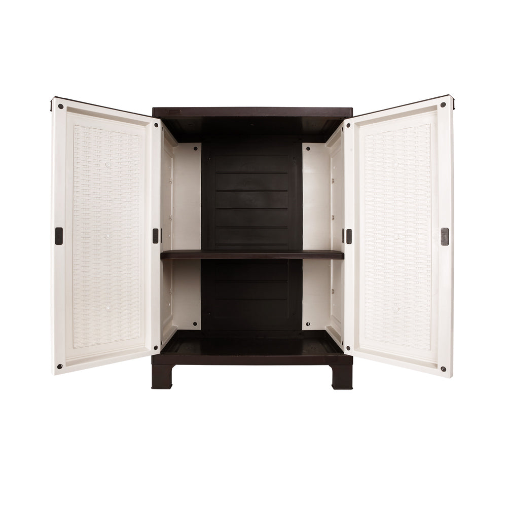 Outdoor Storage Cabinet with Removable Shelf Lockable Beige