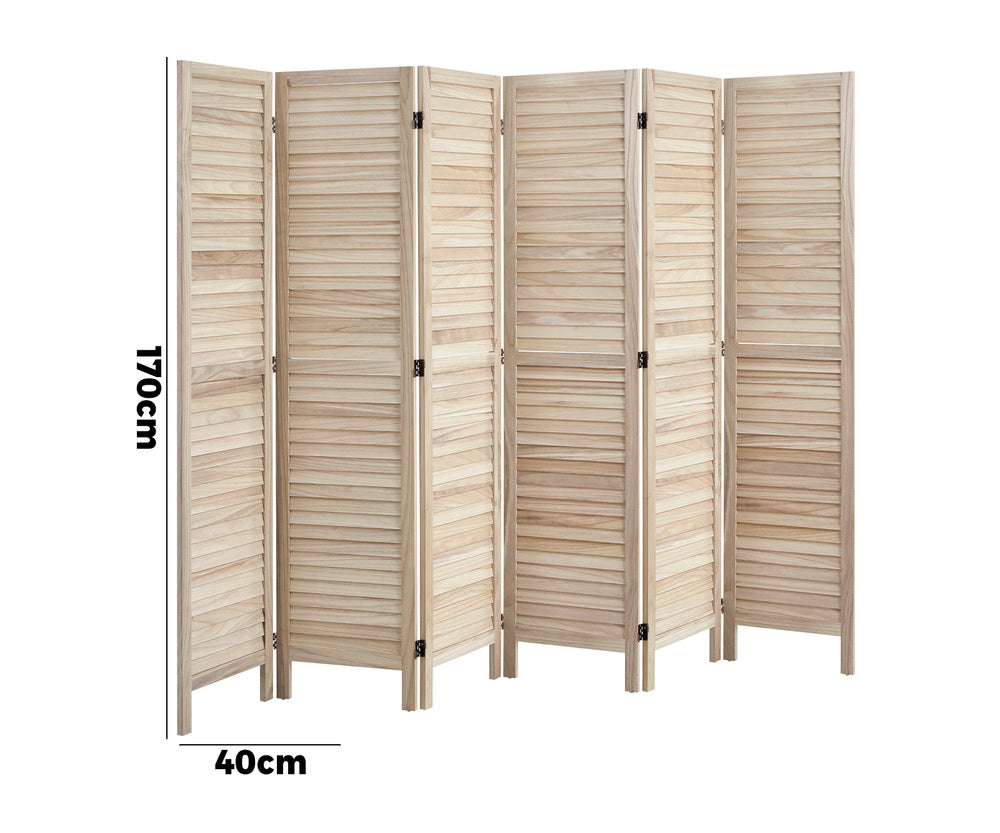 6 Panel Timber Wooden Room Divider Natural