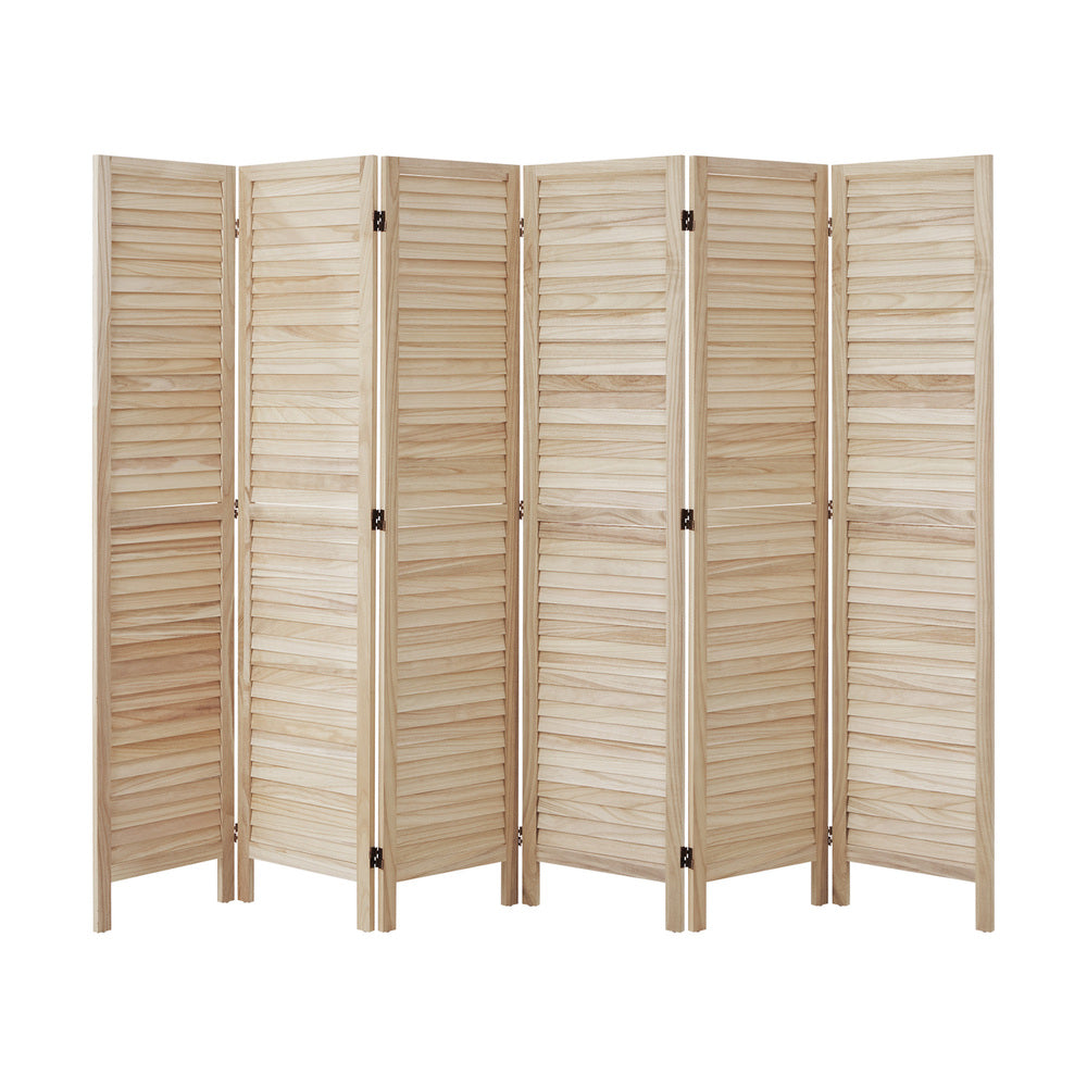 6 Panel Timber Wooden Room Divider Natural