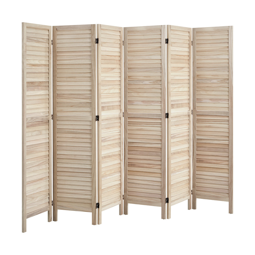 6 Panel Timber Wooden Room Divider Natural