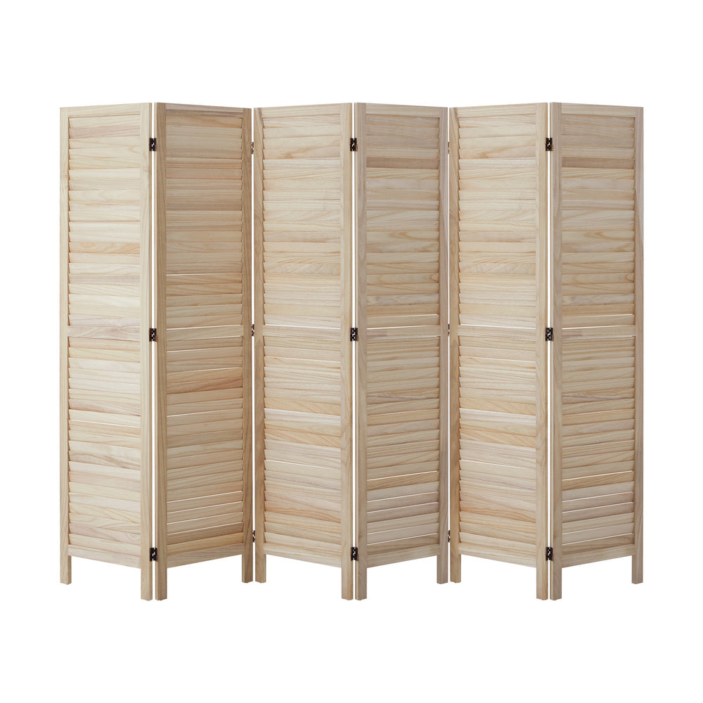 6 Panel Timber Wooden Room Divider Natural