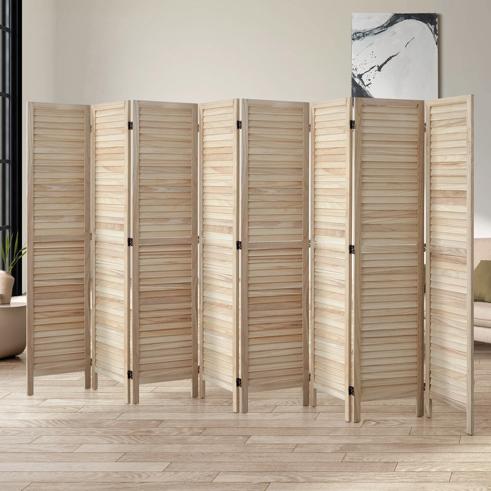 8 Panel Timber Wooden Room Divider Natural